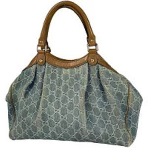 Gucci GG Sukey 2way Shoulder Bag tote denim blue brown